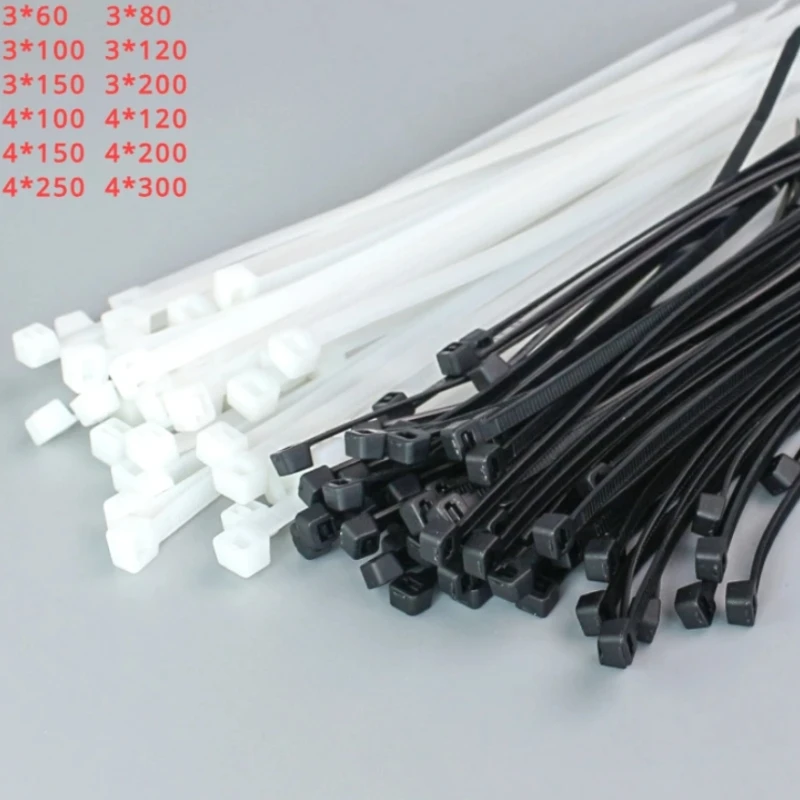 Plastic anchor cable tie with self-locking nylon buckle to fix the tie wire in black white color