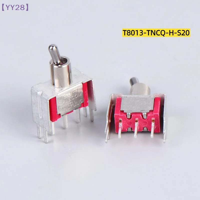 【YY28】【xxx】1/3Pcs T8013-TNCQ-S20 Toggle Switch T80-T Series Vertical Right Angle 3Pin ON-ON 2 Position Button With Bracket{Y}
