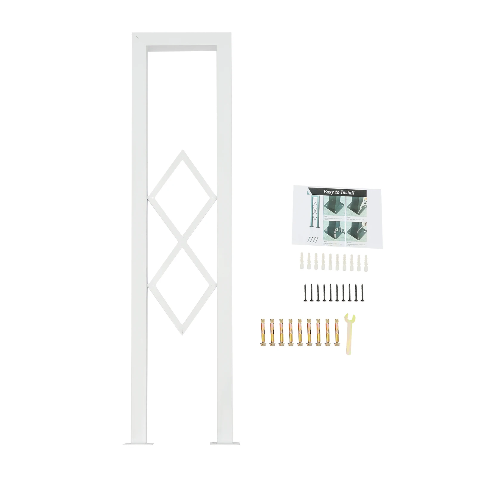 U-образные лестничные перила из белой углеродистой стали, ромбовидные декоративные лестничные перила, напольные лестничные перила, 7,87*33,46 дюйма