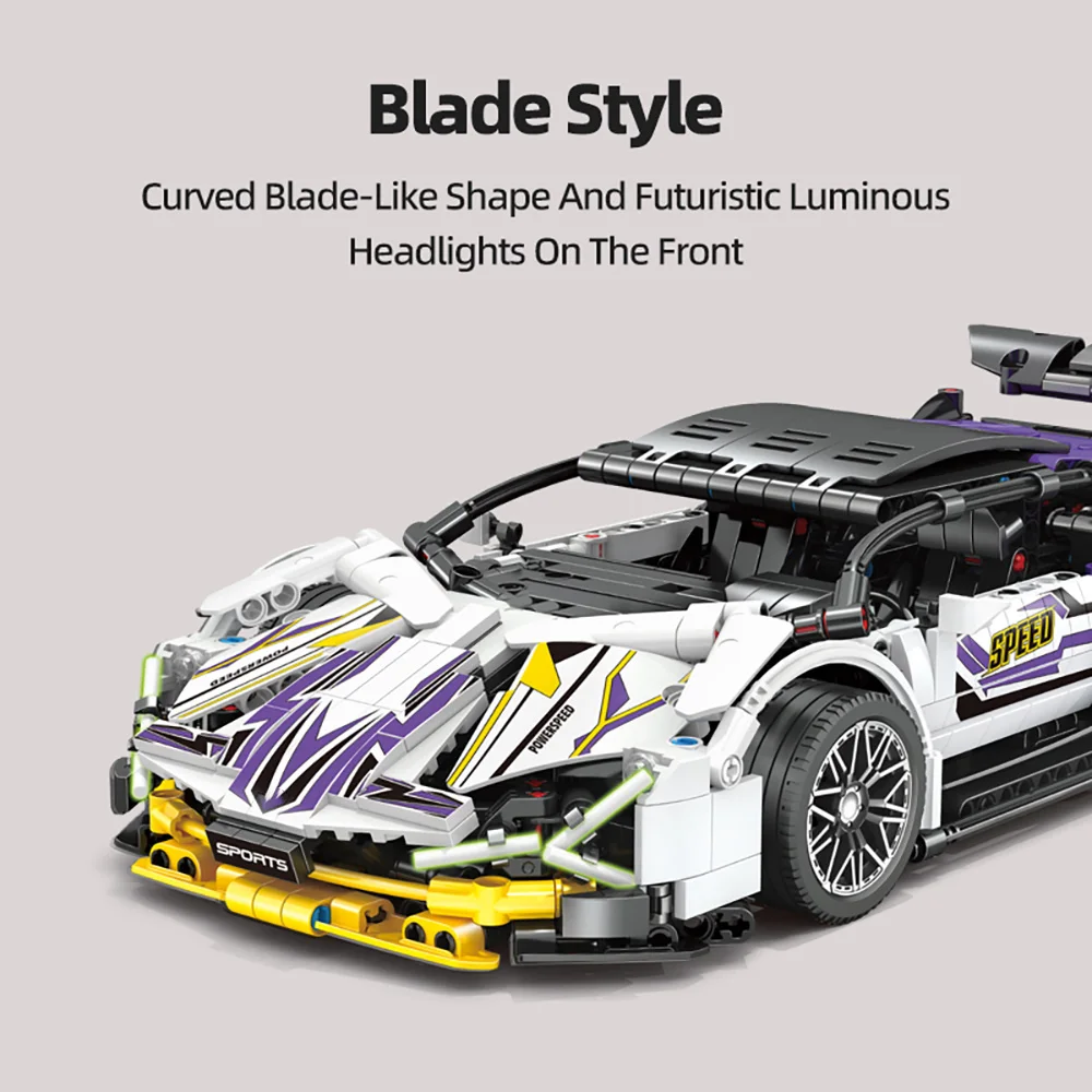 

1:14 Scale Speed Champion Supercar Building Blocks Set with Opening Doors ABS Plastic STEM Educational Toy Gift for Children
