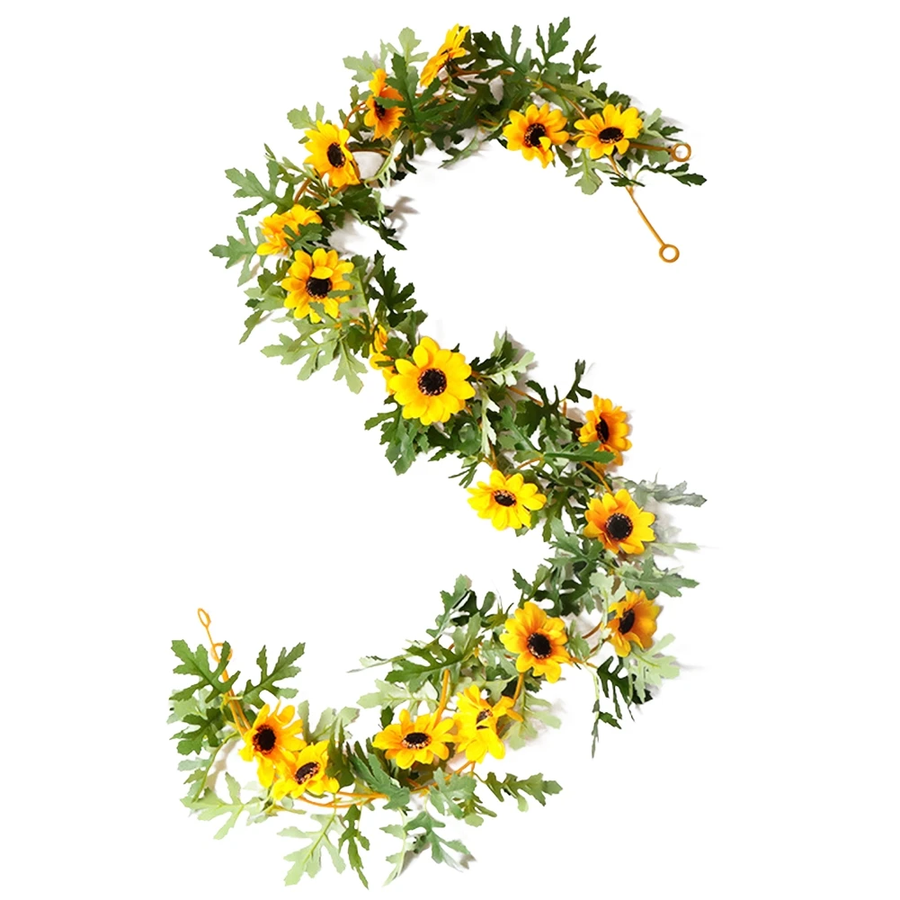 

2 Pcs Artificial Sunflower Vine Garland 175cm Long Floral Decoration for Weddings Parties Home and Event Accents