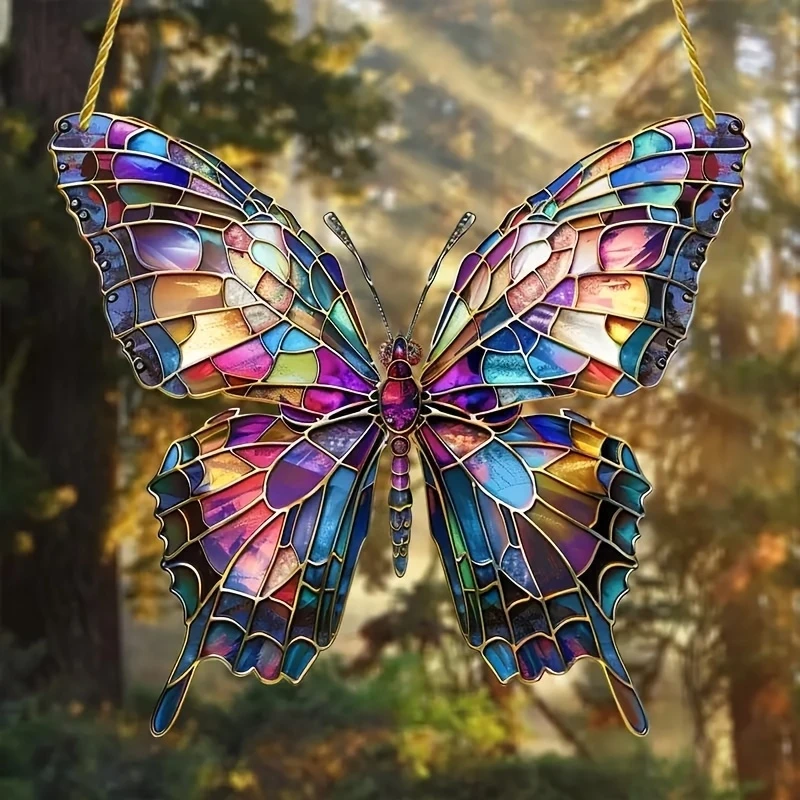 2D Flat Colored Acrylic Butterfly Light-Catching Device Flat Decora Sunlight Catcher Hanging Home Bedroom Party Holiday Decora