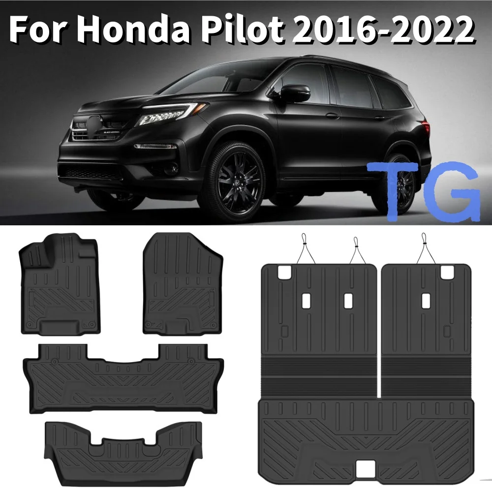 

Коврики для Honda Pilot 2016-2022, всепогодный защитный вкладыш для груза с ковриком для спинки за 3-м рядком, аксессуары для заднего сиденья
