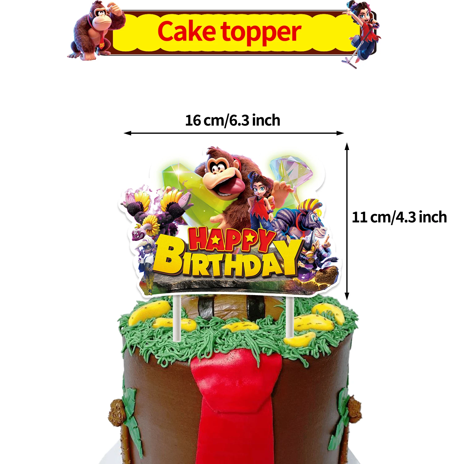 Cartoon Anime Donkey Kong Theme Game Party Decoration Supplies Orangutan Country Backdrop Gorilla DK Balloon Banner Set Kid Gift