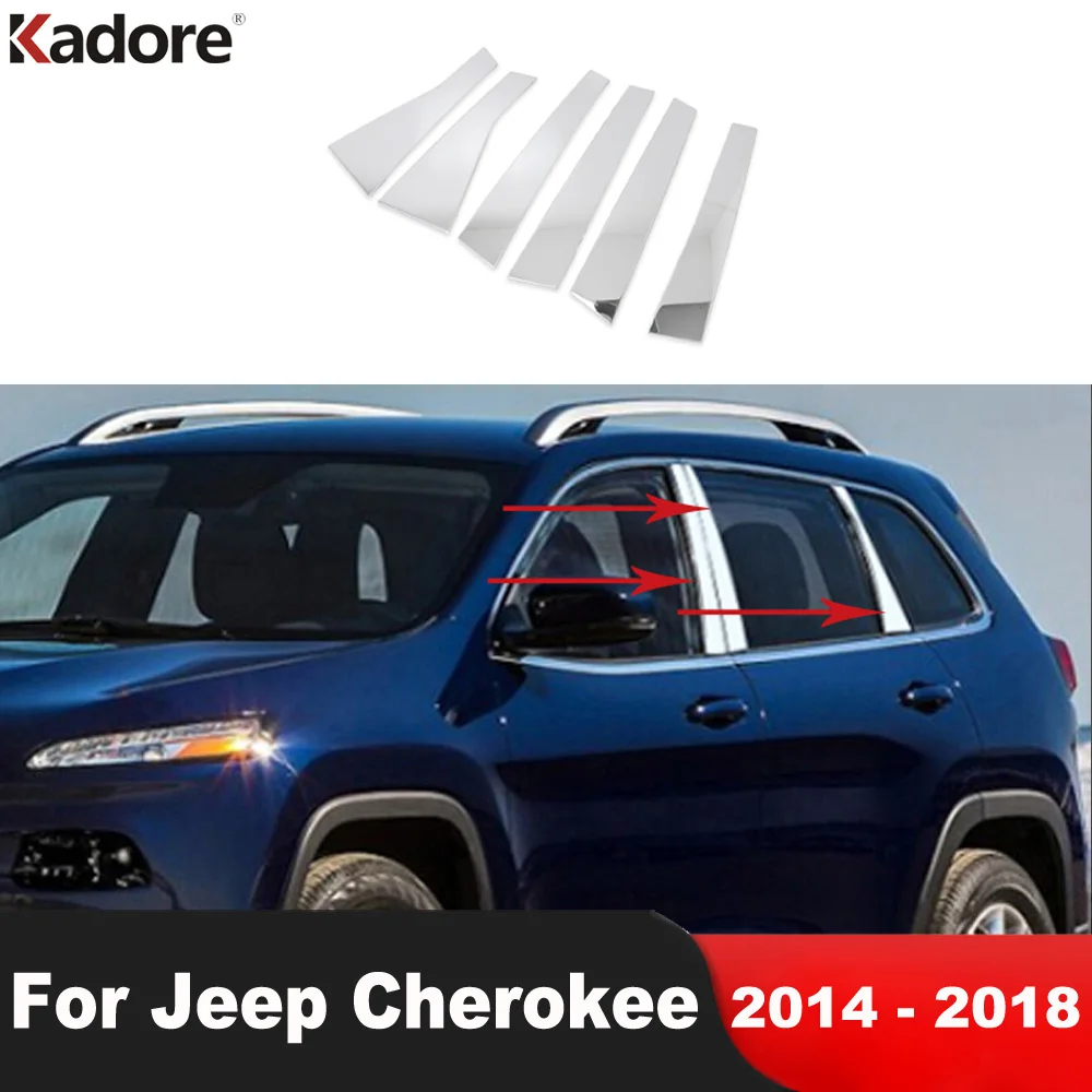 

For Jeep Cherokee 2014 2015 2016 2017 2018 Steel Window Center Pillar Cover Trim Windows B C Pillars Post Strip Car Accessories