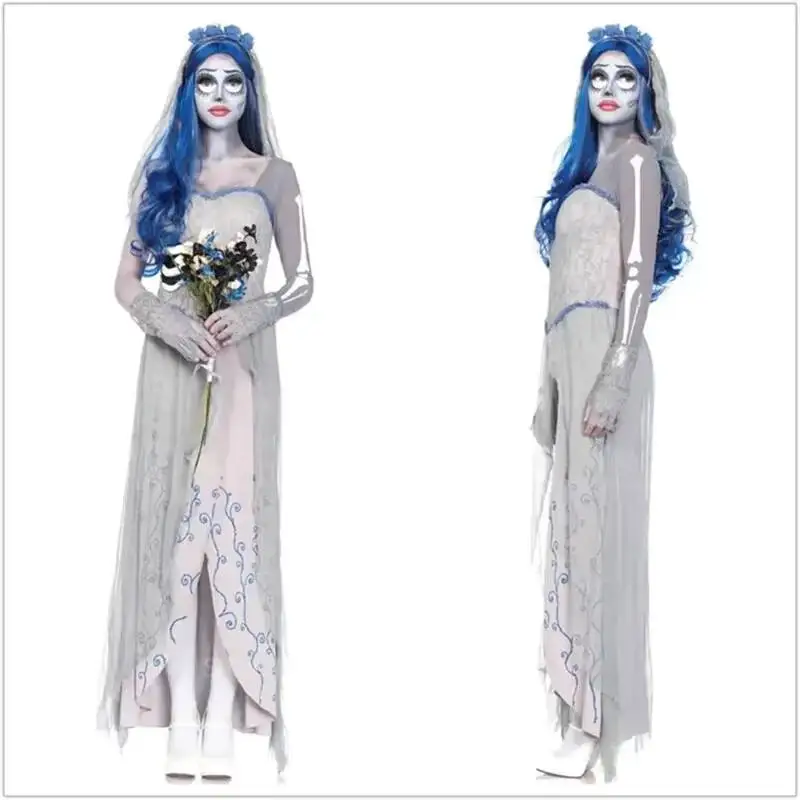 

Female Masquerade Devil Costumes Corpse Ghost Bride Dress Clothes Halloween Women Scary Vampire Witch Cosplay Suits