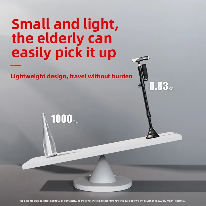 Medical Crutches Anti-slip Fracture Rehabilitation Walking Aids for The Elderly, Lightweight LED Light Folding Walking Sticks