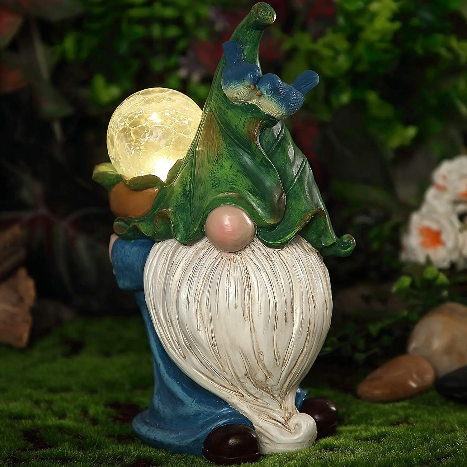 Solar Garden Light Cartoon Dwarf Decoration Ornament Outdoor Lawn Light Resin Crafts Tree Man Landscape Light