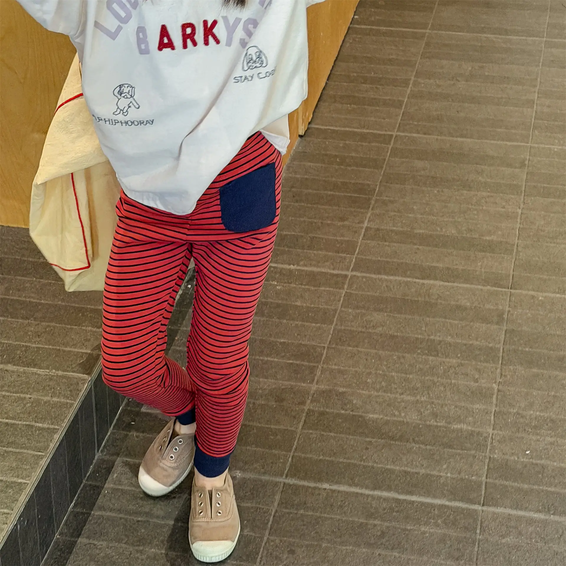 

2026 Spring New Children Cotton Leggings Toddler Casual Pants Baby Elastic Pants Boys Trousers Kids Girls Striped Leggings