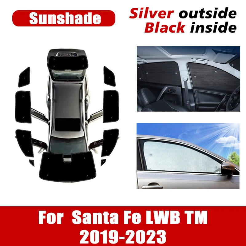 

Car Sunshades For Hyundai Santa Fe 2019 Accessories TM LWB Version 2019~2023 Windshield Anti-UV Sun Visor Sun Protection Blind