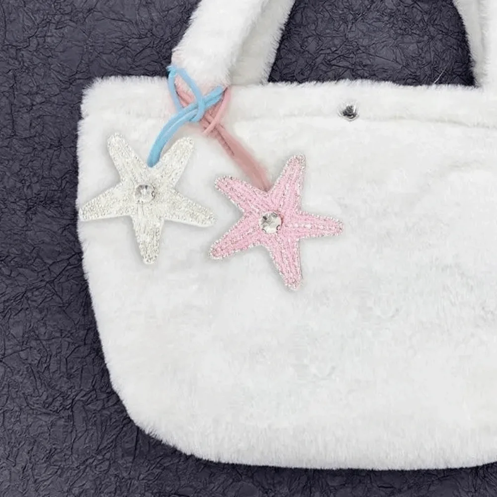 Vintage Crystal Applique Patch Bag Pendant Starfish Sequin Coconut Tree Patch Keychain Hanging Rope 3D Keyring Men