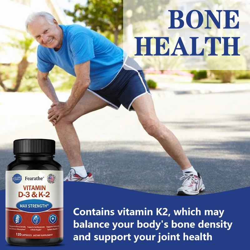 Fearathe Vitamin K2 (MK7) with D3 Supplement - Vitamin D and K Complex - Immune, Joint, Bone and Heart Health - Maximum Strength