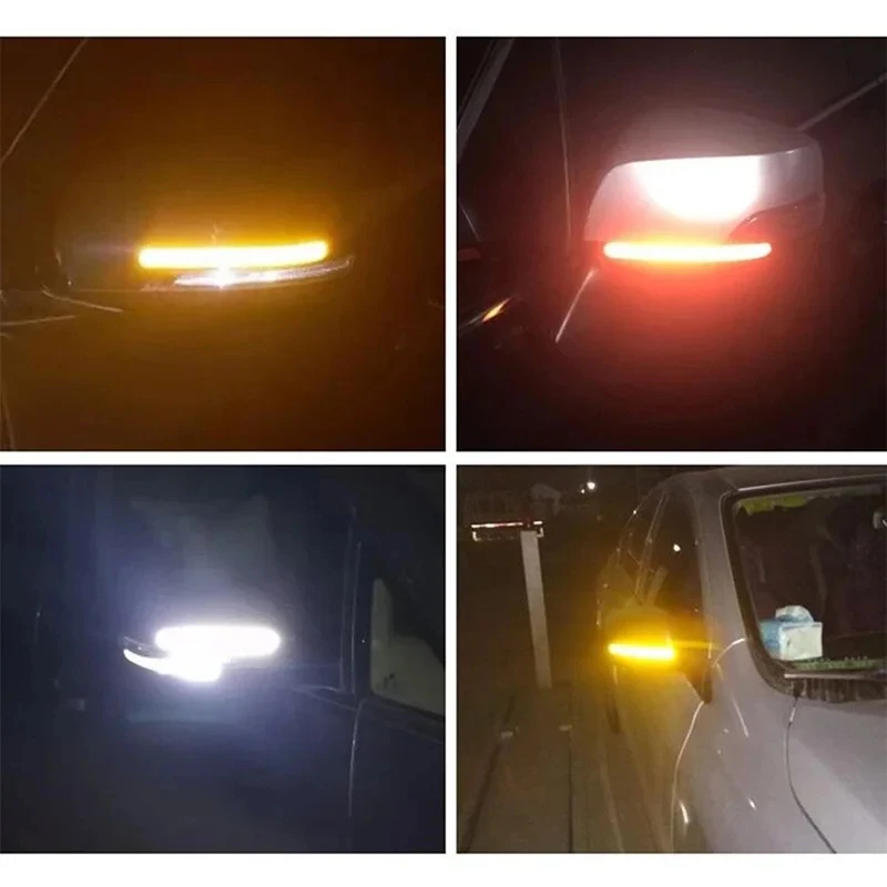 2pcs/Set Car Reflective Safety Strip Stickers Car Rearview Mirror Reflective Sticker Reflective Warning Safety Tape