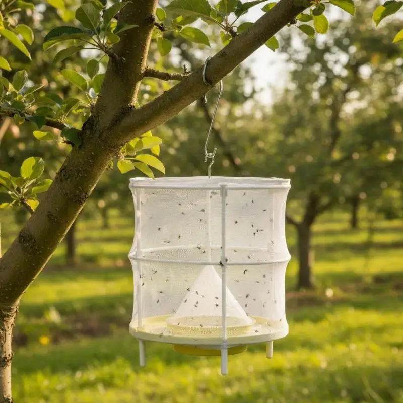 Fly Insect Trap Cage Hanging Folding Portable Catcher Mesh Net for Garden Fruit Farm Yard Pest Elimination
