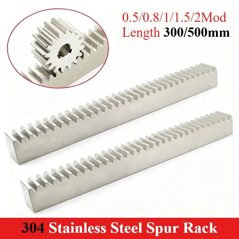 

1pcs 0.5M 0.8M 1M 1.5M 2M Spur Rack Length 300/500mm gear Rack 0.5/0.8/1/1.5/2 Mod Straight Teeth Drive Rack 304 Stainless Steel