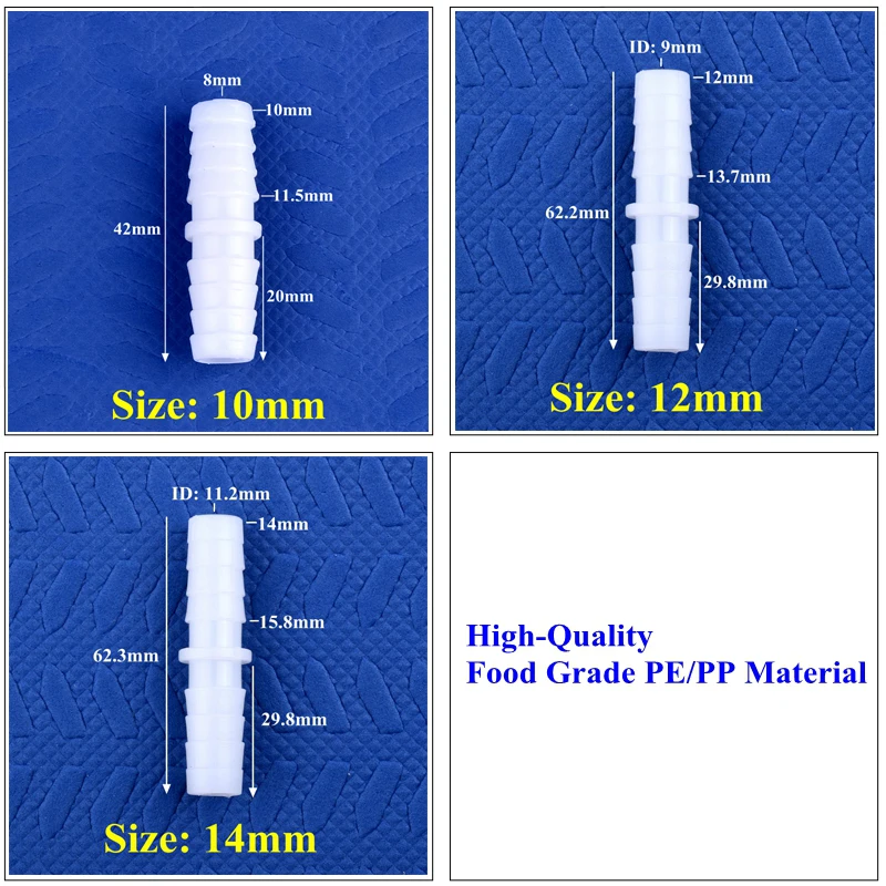 Conectores directos de plástico de grado alimenticio, 5 ~ 200 Uds., 4 ~ 14mm, diámetro igual, accesorios de bomba de aire para acuario, tubería de