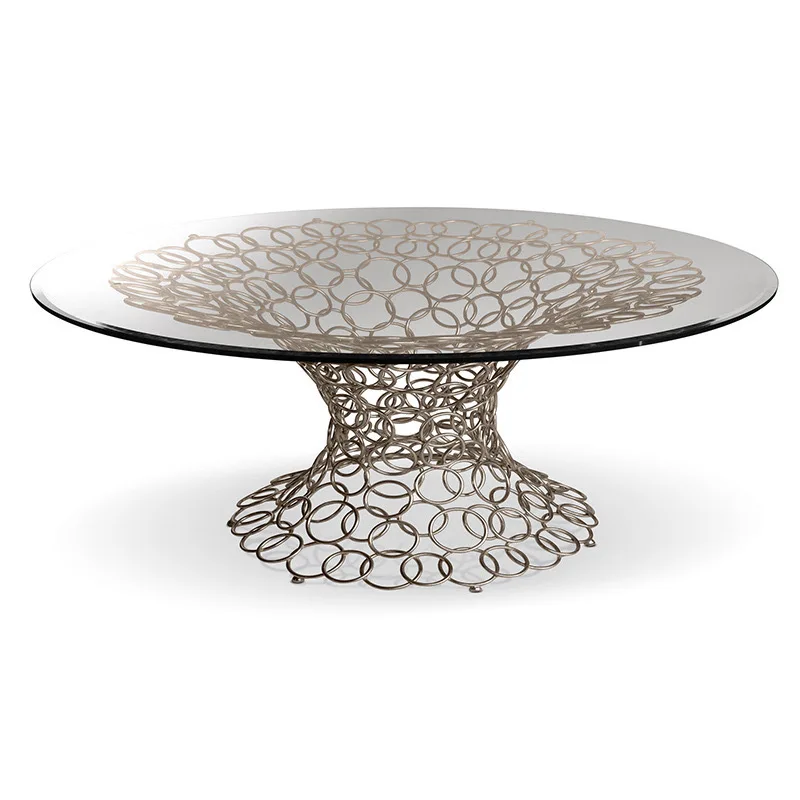 

Modern light luxury creative wrought iron dining table, villa/hotel/model room/American dining table