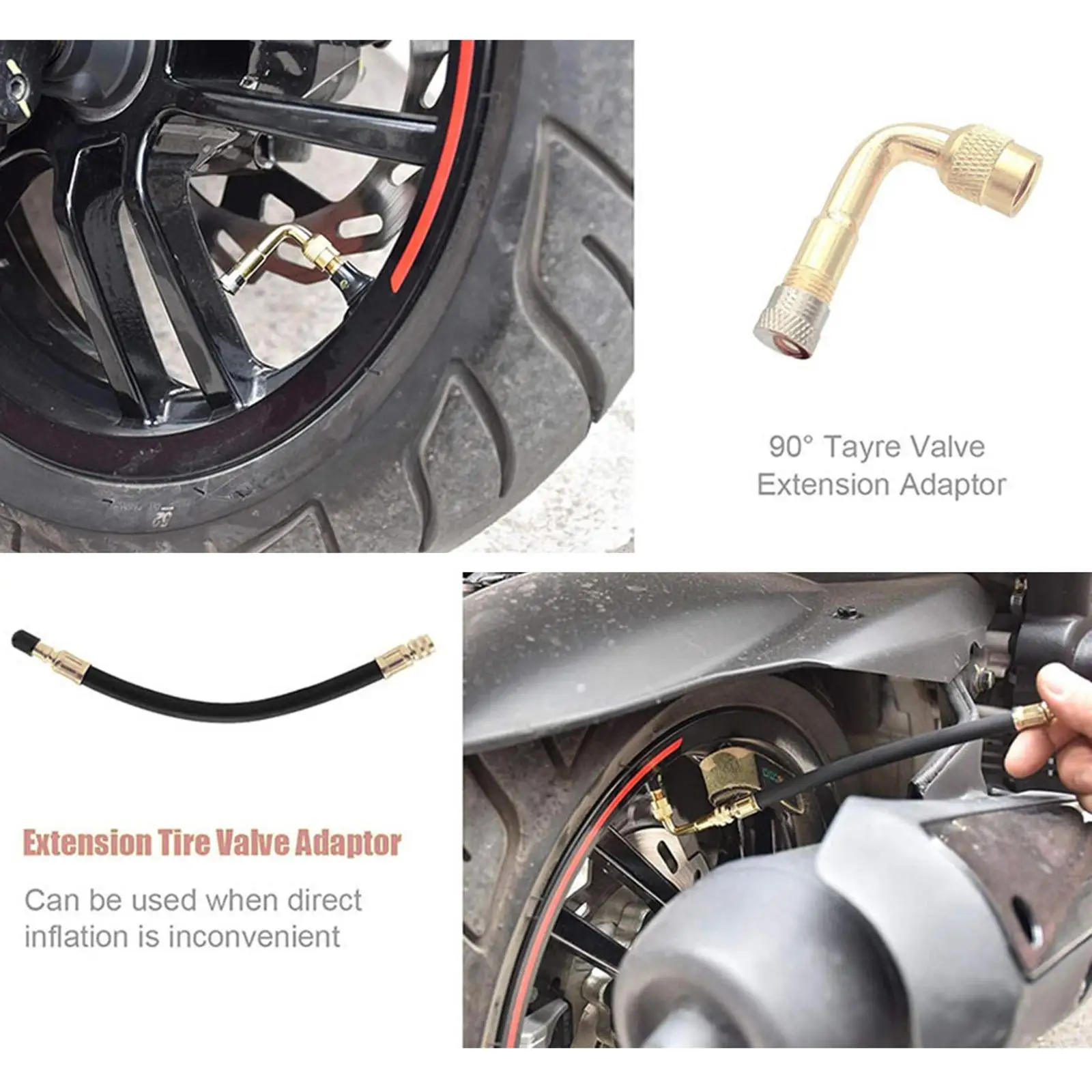 Flexible Tire Valve Extender Multi Size Metal Tube Tire Valves Extension Rod Set for RV Car Bicycle Trailer