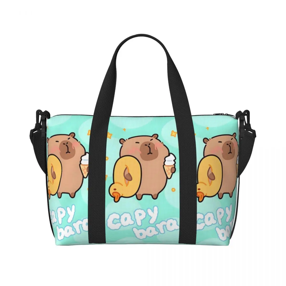 

Изготовленная на заказ сумка-тоут с капибарой для женщин, большая вместимость, милые аниме-зал, пляжные дорожные сумки