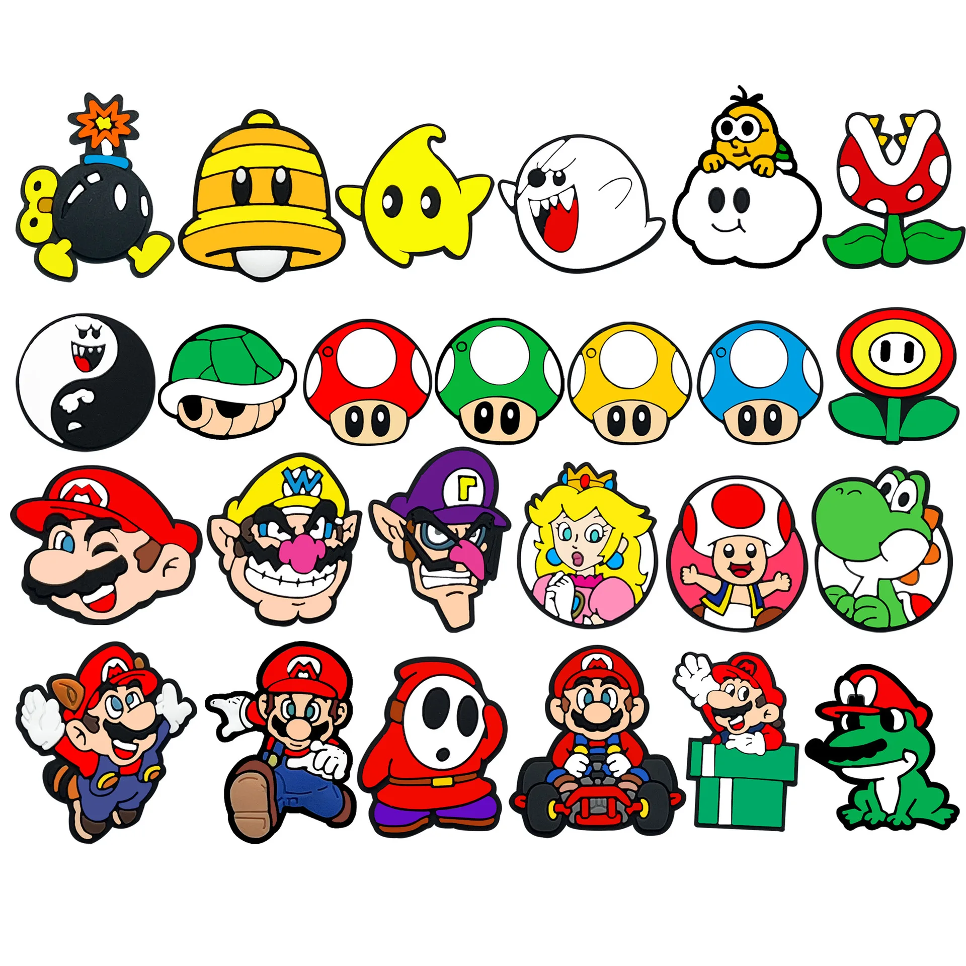 

9-100PCS Marios Mushroom Kingdom Adventure Shoe Charms Fantasy PVC Decoration high-quality Detachable Waterproof For Party Gift