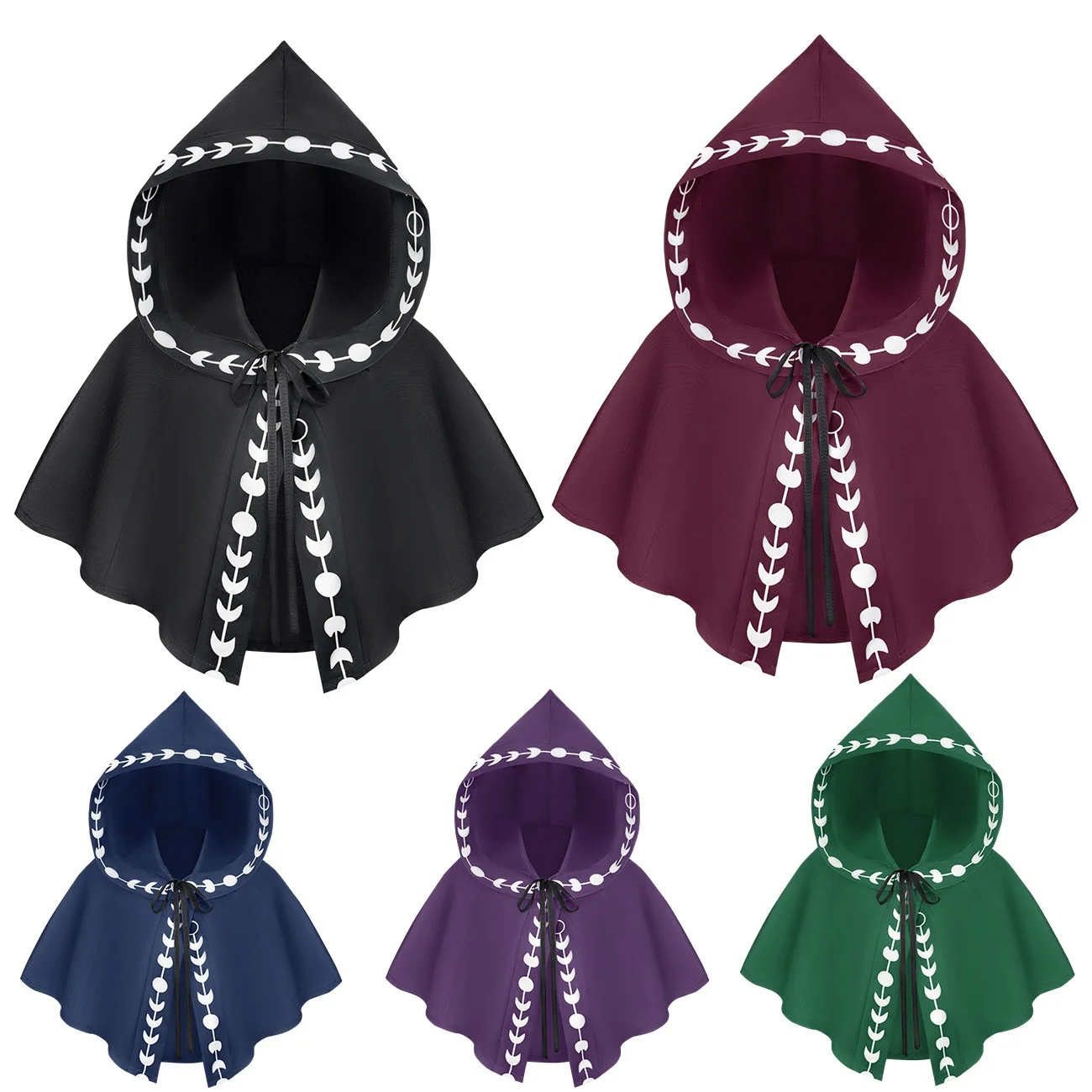 عباءة بغطاء للرأس بطباعة خماسية الألوان بطراز القرون الوسطى لعيد الهالوين، زي تنكري للمسرح، ملابس عرقية نسائية للعروض المسرحية