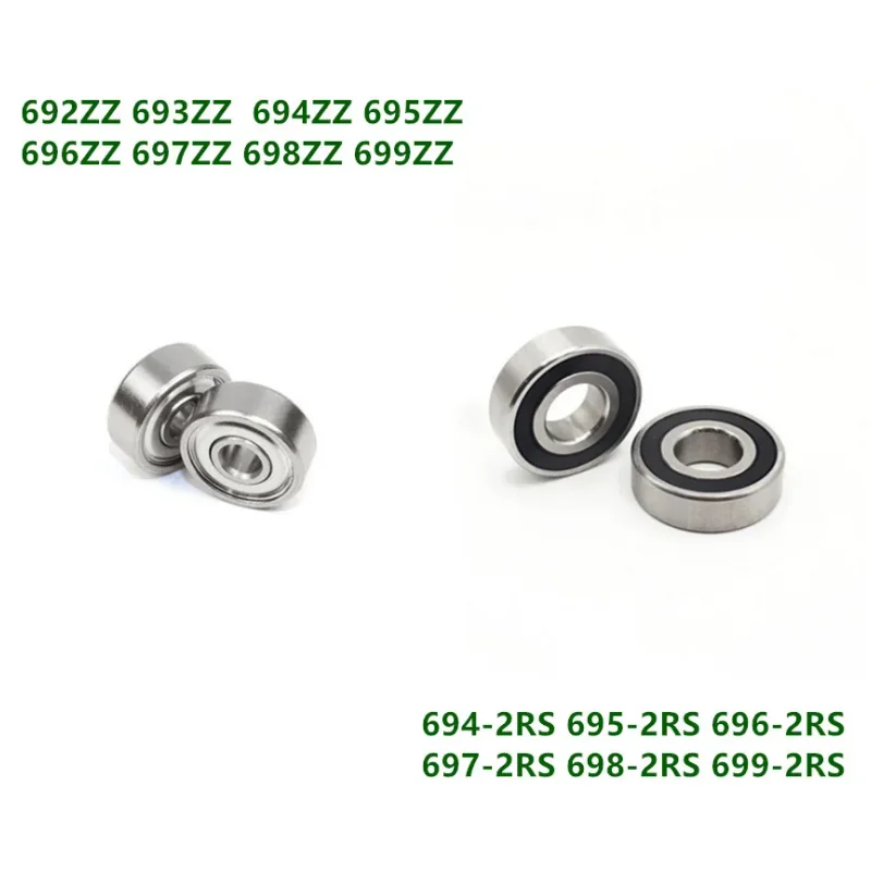 100pcs 692/693/694/695/696/697/698/699ZZ -2RS Miniature Bearing 2*6*3 3*8*4 4*11*4 5*13*4 6*15*5 7*17*5 8*19*6 9*20*6 mm