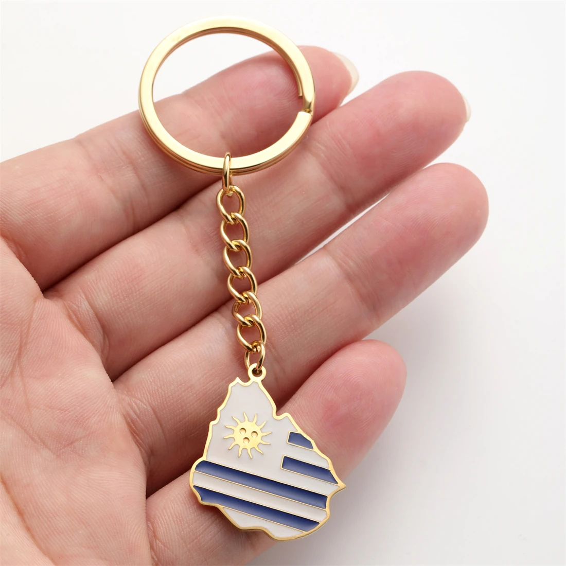 EUEAVAN المينا أوروغواي خريطة المفاتيح الفولاذ المقاوم للصدأ النساء الذهب الفضة اللون سحر أوروغوايا العلم كيرينغ مجوهرات وطنية هدايا #4