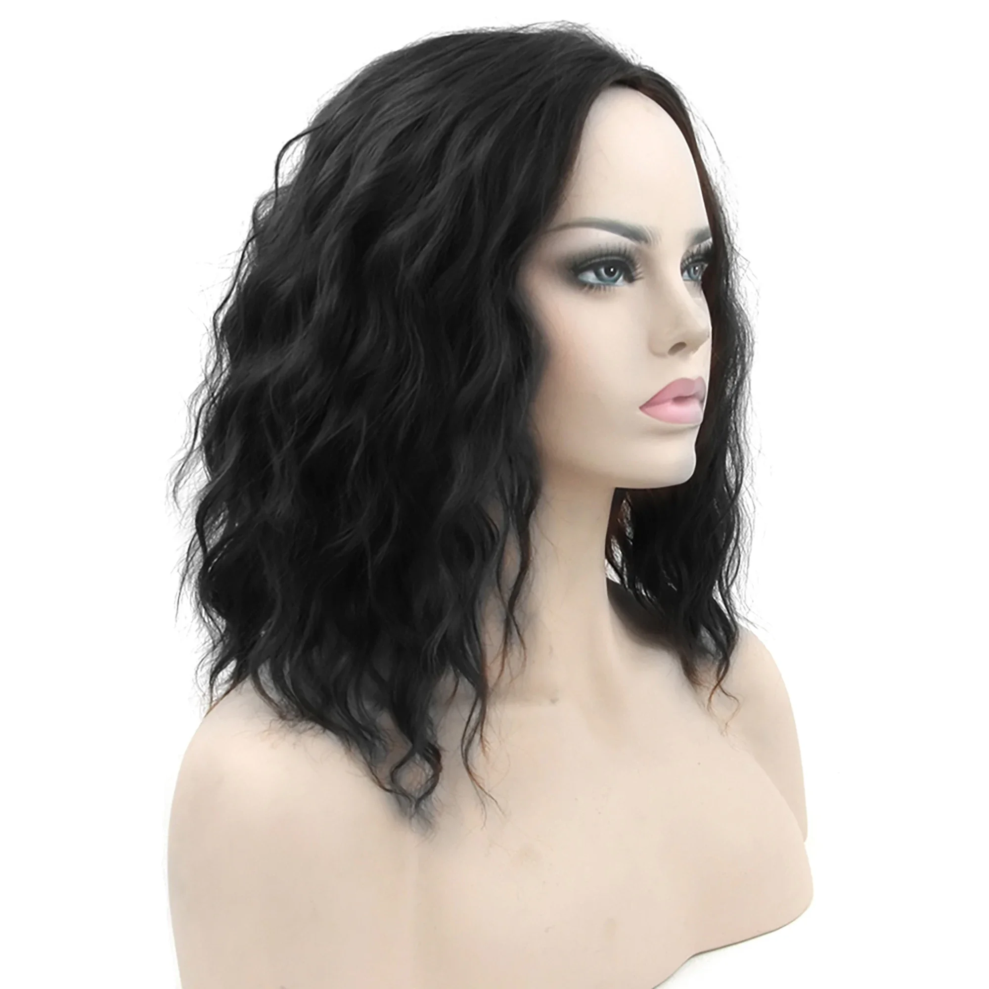 

Cosplay Wig Curly BOBO Black Wigs Short Women Synthetic Hairpiece Heat Resistant Fiber Party Hair Piece