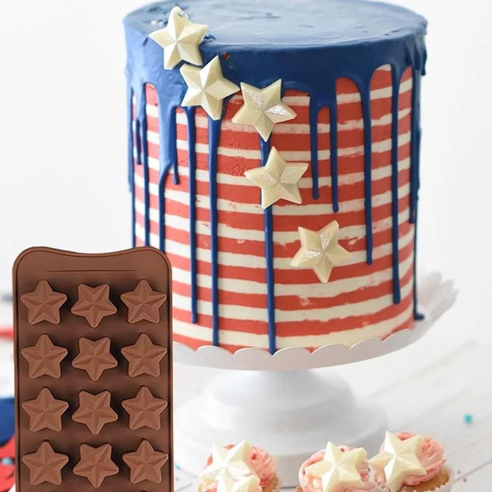 Moldes de Silicona con Forma de Estrella Pequeña, 15 Cavidades, Moldes de Chocolate con Forma de Estrella para Caramelos/Gomitas/Gelatina de Frutas, Mini Moldes 3D de Estrellas para Cera Derretida/Resina