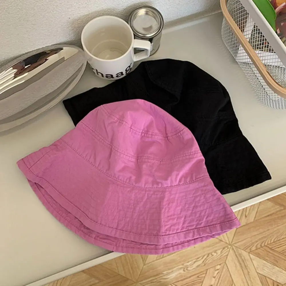 

Fashion Casual Sunscreen Bucket Hat Sun Protection Breathable Fisherman Hat Solid Color Cotton Basin Hat for Outdoor