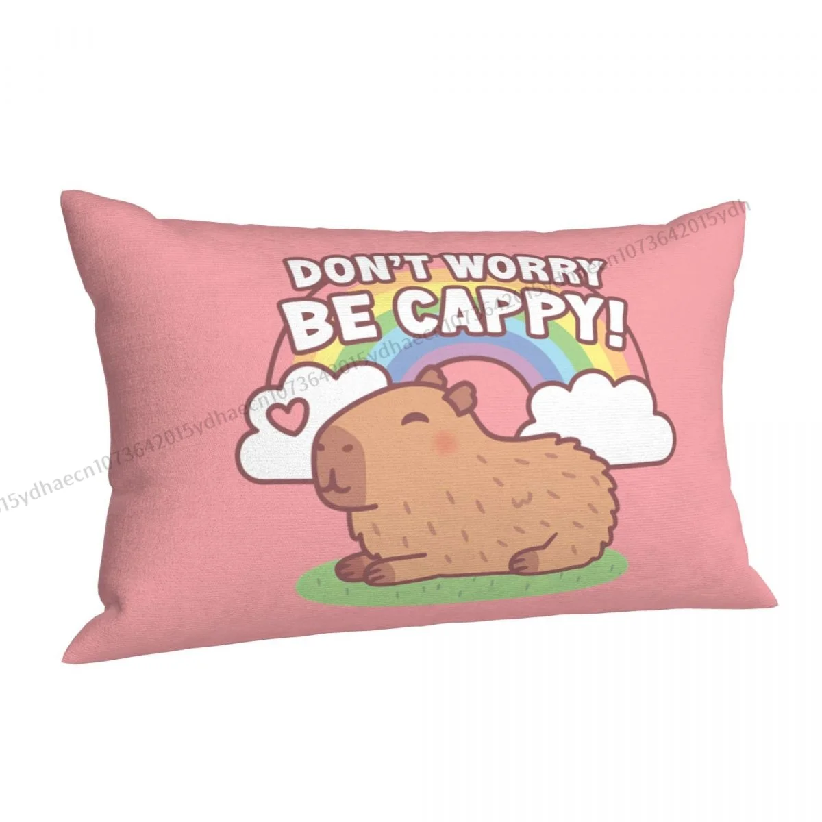 Rainbow Don't Worry Be Cappy Pillow Case Capybara Animal Cushion Covers Home Sofa Chair Decorative Backpack Covers