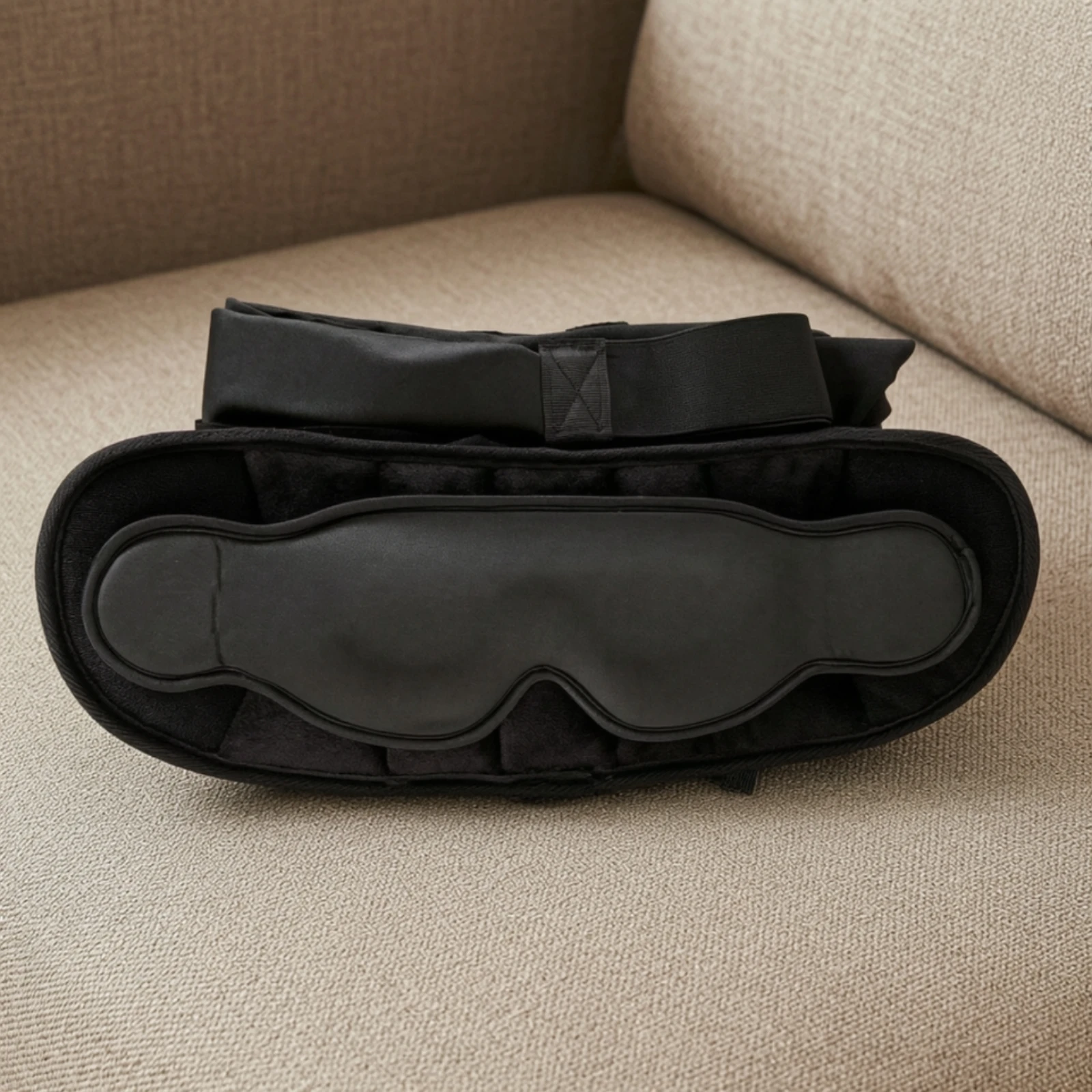 Travel Sleep Kit with Adjustable Strap Portable Padded Neck Pillow with Contoured Eye Mask Flight Sleep Kit Ergonomic for Adults