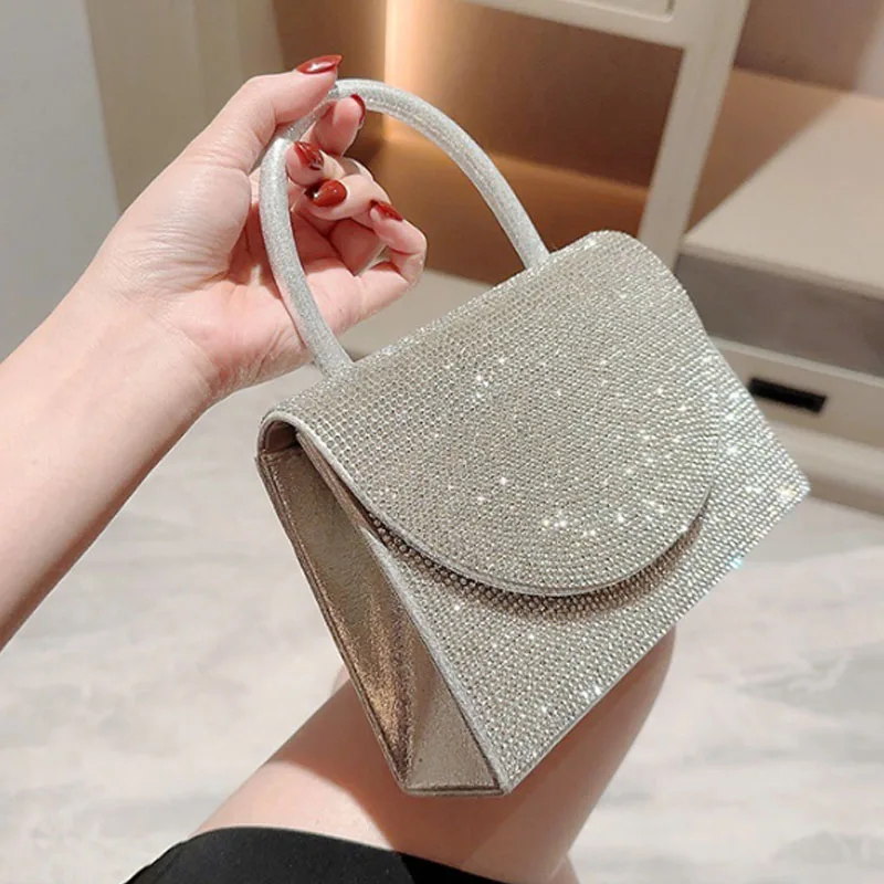 Bolso de mano de lujo con diamantes para mujer, bolso de noche, bolso de hombro cruzado