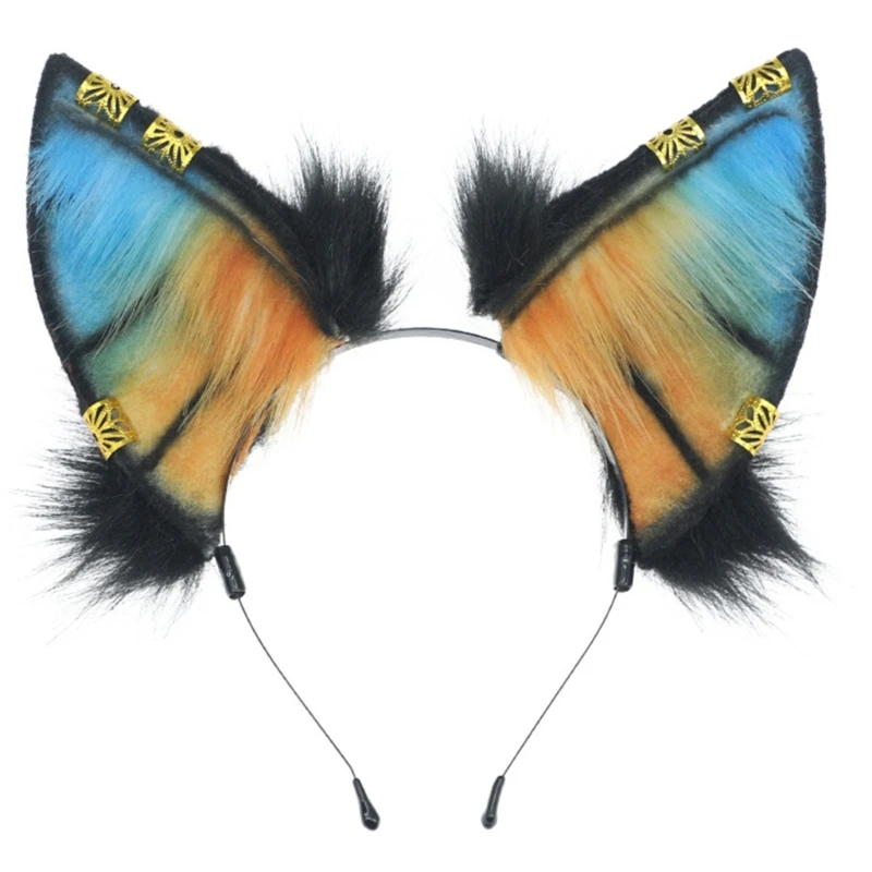 

Wolf Ear Headbands for Animes Theme Gatherings Movie Enthusiasts Wolf Headbands with Metal Earring for Teens Adult