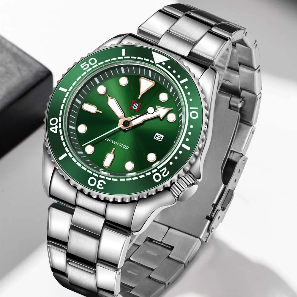 2025 ساعة كوارتز رجالية جديدة موضة كلاسيكية ساعة رجال الأعمال ساعة كوارتز رجالية مضيئة التقويم حزام ناقل من الفولاذ ساعة طالب