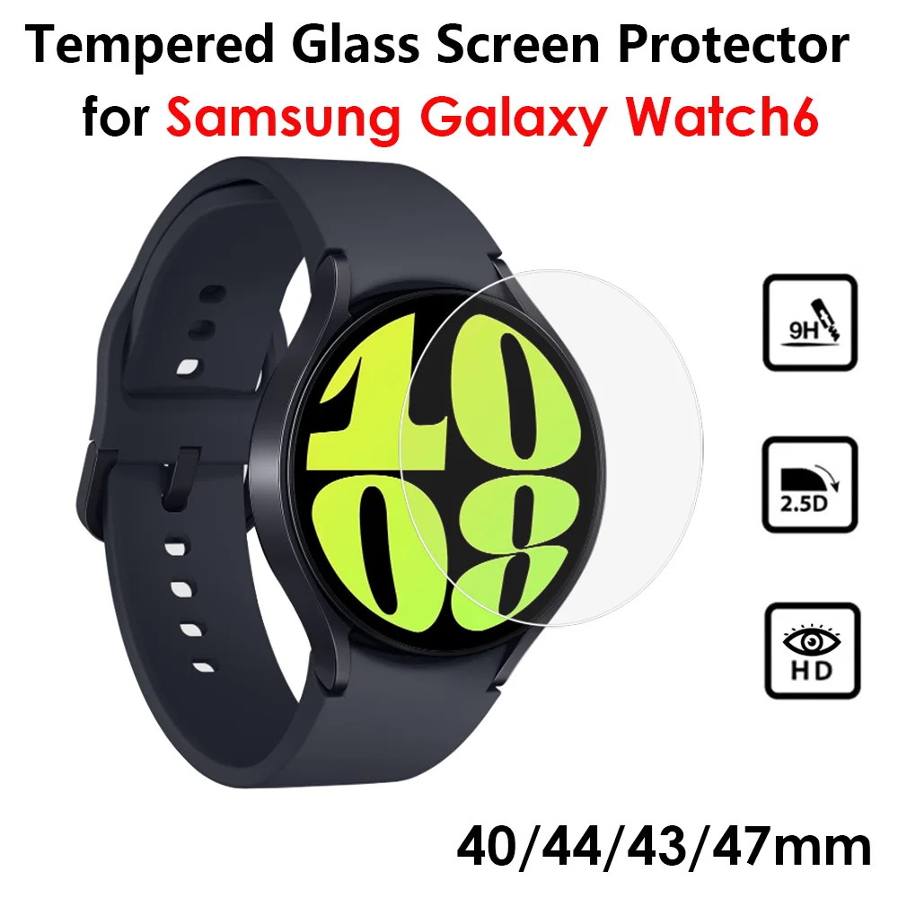 2PCS Tempered Glass Screen Protector for Samsung Galaxy Watch6 40mm SM-R930 44mm SM-R940 6 Classic 43mm SM-R950 47mm SM-R960/965
