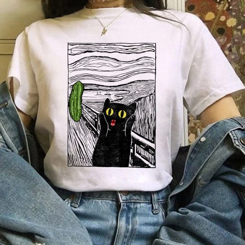 T-Shirt Print Casual Simple Women's Cartoon Cute Frog Pattern O-Neck Women's Regular Printed Top Summer Trend White T-Shirt