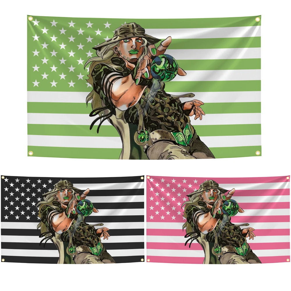 Gyro Zeppeli American Flag Tapestry Outdoor Funny Decor Spin anime Flags Decorative Home Objects Decoration Hanging