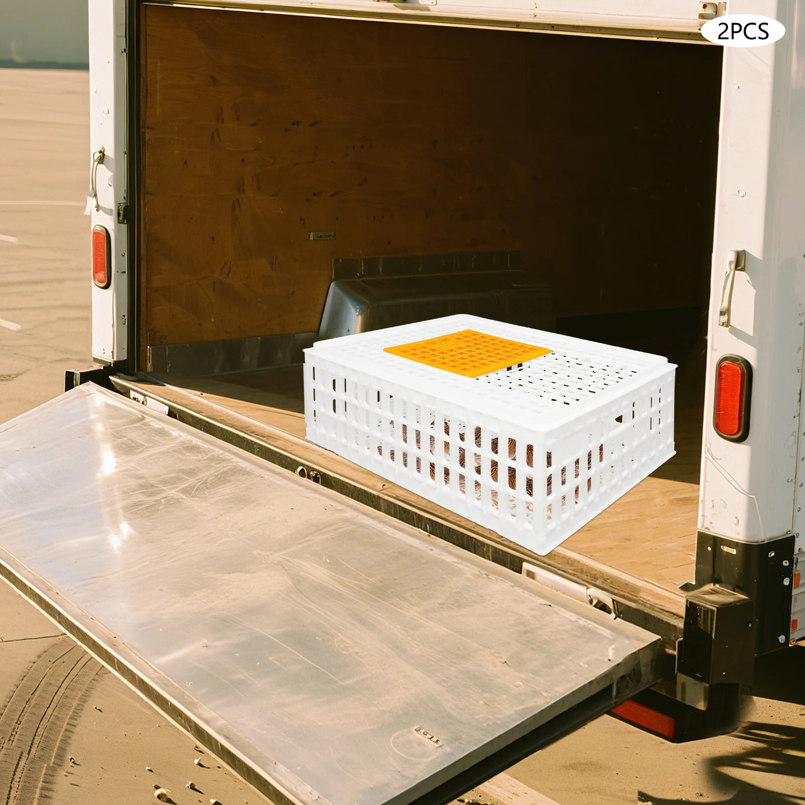 

White Modern Plastic Chicken Transport Cage, 200kg Load Capacity Chicken Carrier, Basket Box for Poultry Chicken Bird Duck 2PCS