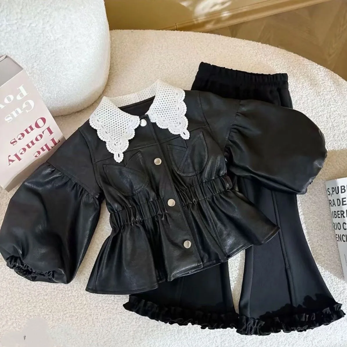 

2025 New Style Girl's Spring and Autumn Coat Fashion and Temperament Long Pants Kids Outwear Two Piece Set