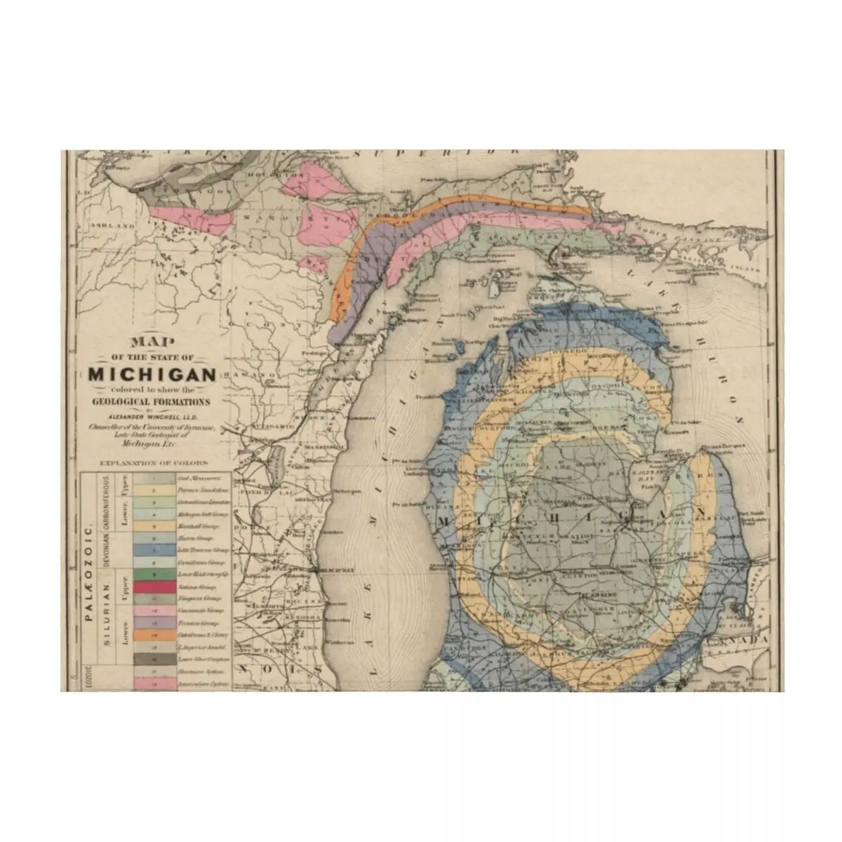 

Vintage Michigan Geology Map (1873) Throw Blanket Comforter anime Flannel Fabric cosplay anime Blankets