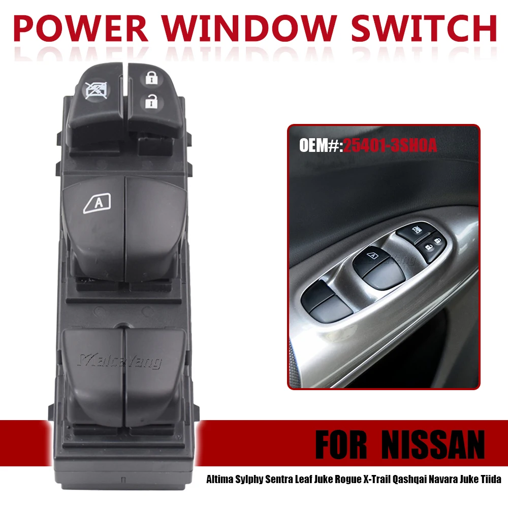 สวิตช์กระจกไฟฟ้าคุณภาพสูงสําหรับ Nissan Sentra 25401-3SH0A 254013 SH0A 25401-3TA5A 25401-3NA0A 25401-3NA0B อะไหล่รถยนต์