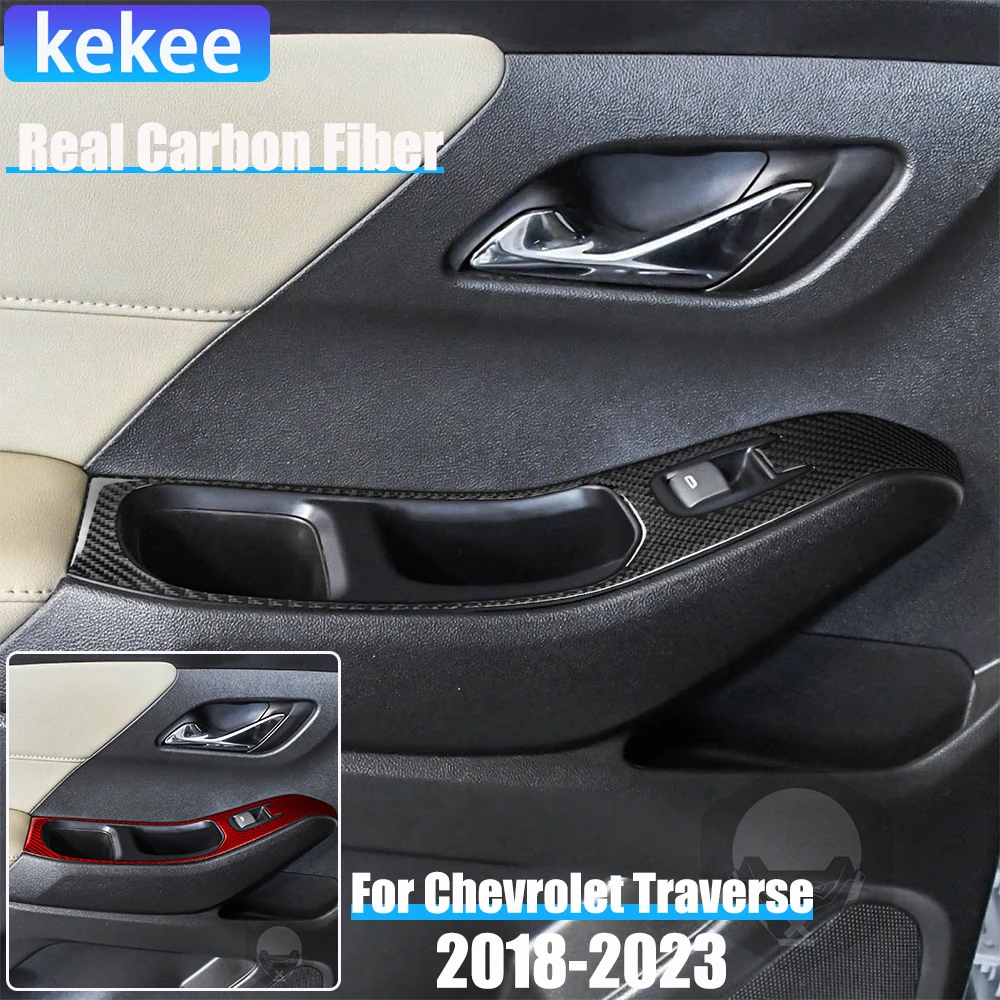 

Real Carbon Fiber Car Accessories Rear Window Lift Cover Soft Sticker For Chevrolet Traverse RS LT 2018 2019 2020 2021 2022 23