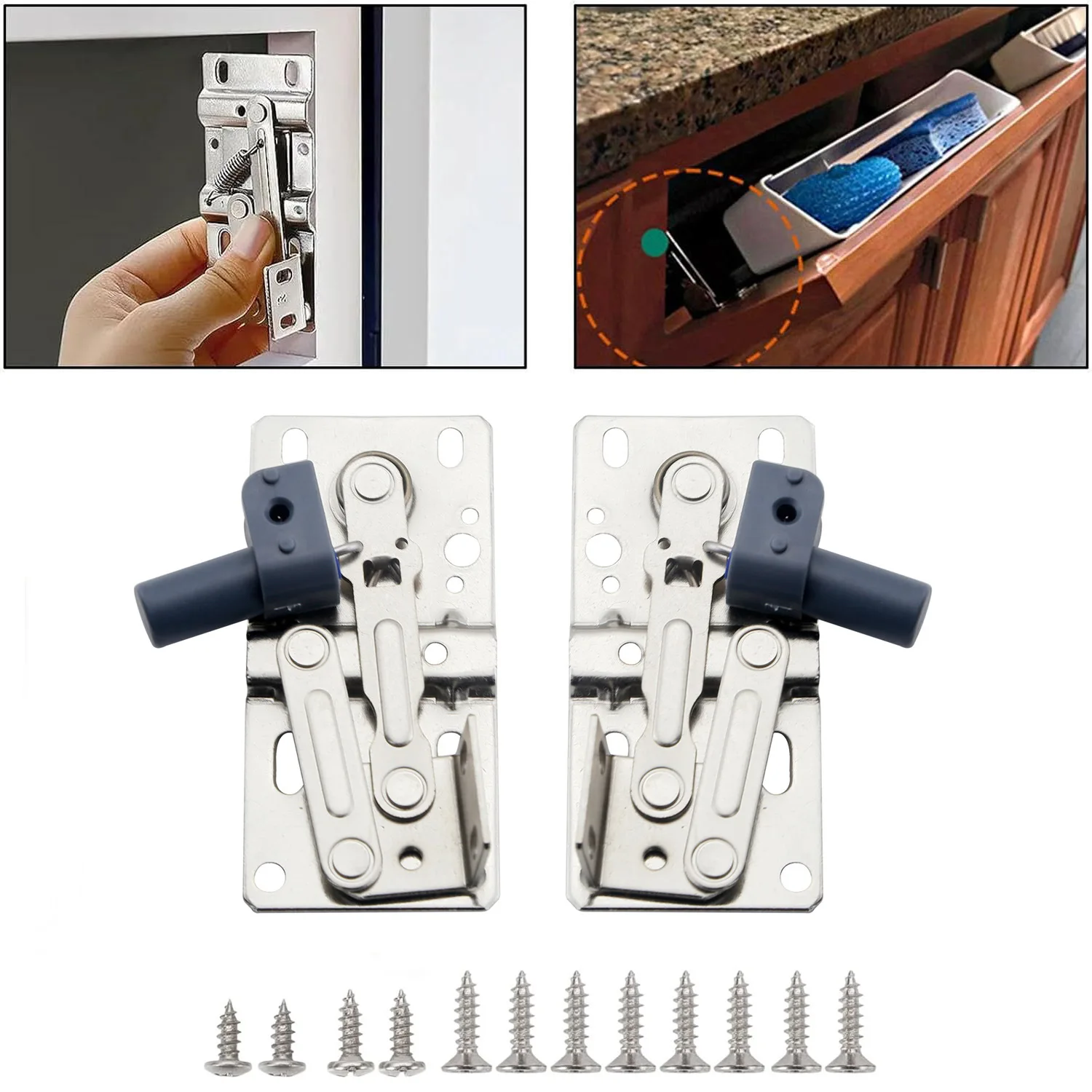 2 Pack Tip-Out Tray Hinges For Sink-Front Drawer, Sink Front Tip-Out Trays Hinges False Front Cabinet Clips Easy In