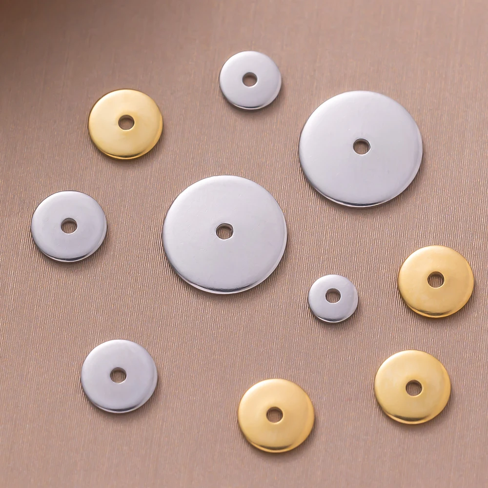 50Pcs 4/6/8/10mm Stainless Steel Golden Flat Round Disc Loose Spacer Beads For DIY Bracelets Necklace Jewelry Making Supplies