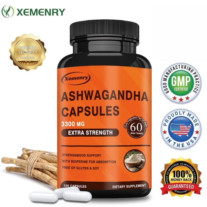 

Ashwagandha Capsules - Improve Sleep Quality, Relieve Stress, Improve Mood, Enhance Memory and Concentration