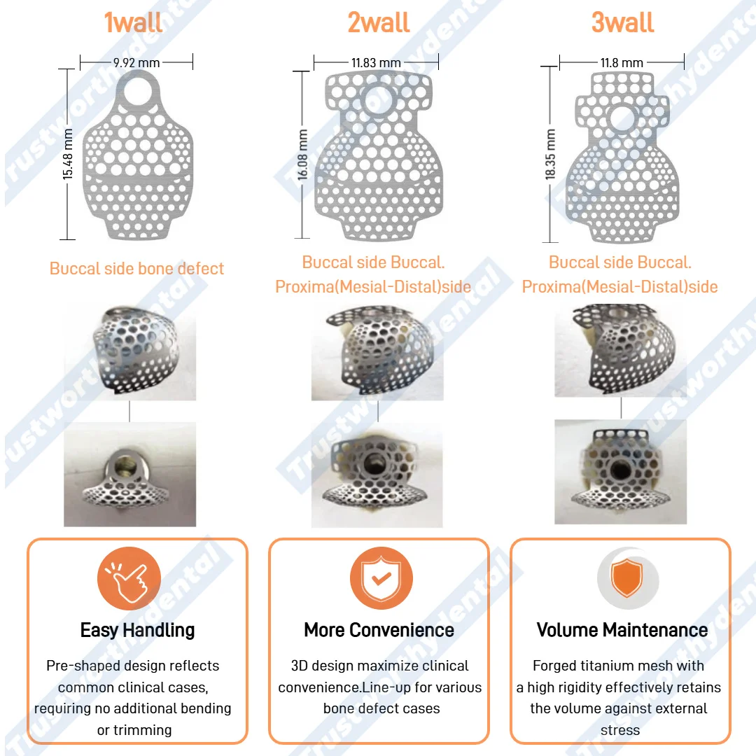 Dental GBR Bone Titanium Mesh Membrane OSSBUILDER Sidewall 3D Mesh Barrier Guided Bone Regeneration Ti Safe Flexible Mesh