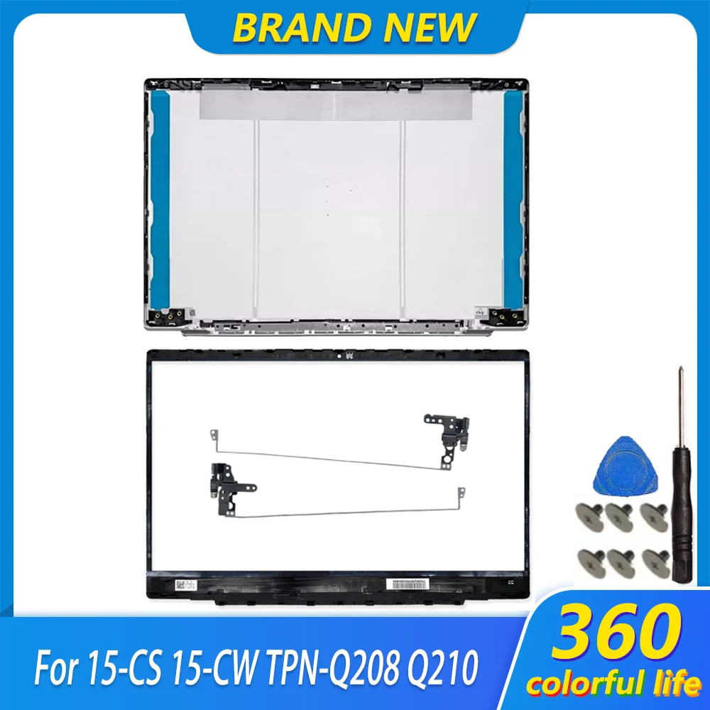 New For Pavilion 15-CW 15-CS TPN-Q208 Q210 Laptop LCD Back Cover Front Bezel Hinges Rear Lid Top Case 15.6 Inch Screws
