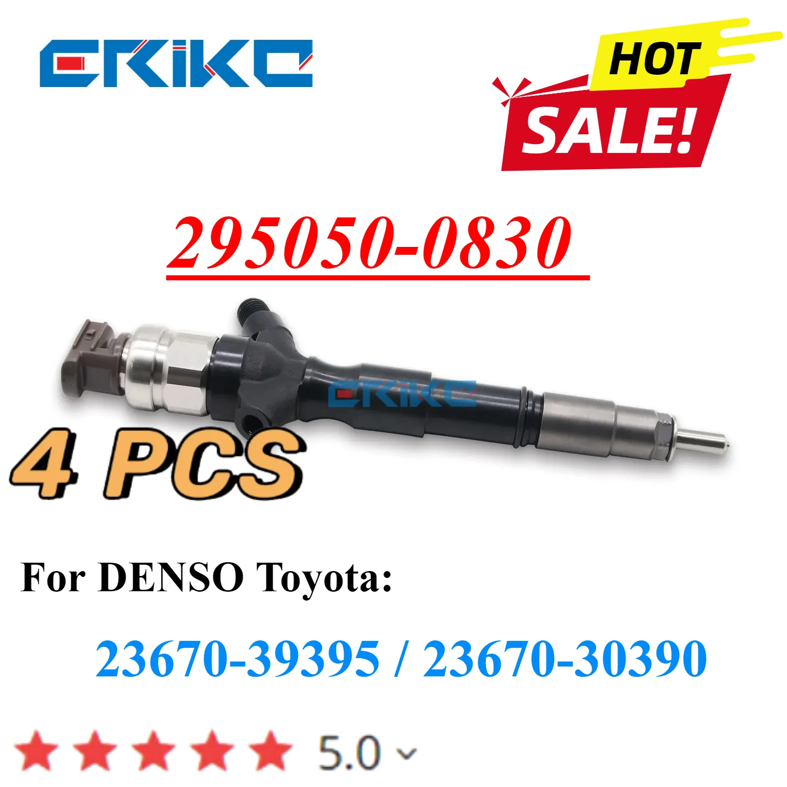 4PC 295050-0830 Diesel Fuel Injector 295050-0831 Auto Spare Part For DENSO Toyota 23670-39395 23670-30390