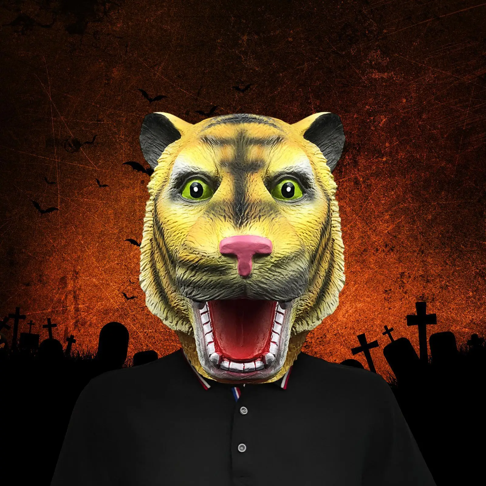 

Tiger Head Shaped Mask Decoration Creative Gift Club Photo Prop Latex Headgear